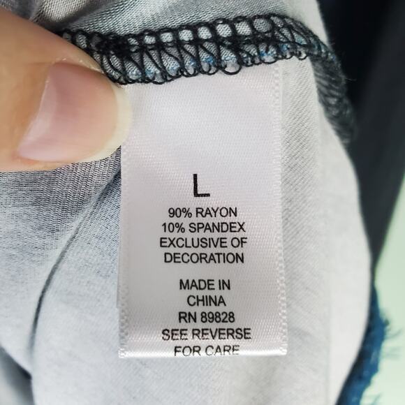 LOGO Lori Goldstein Womens Blue Rayon 230 Printed Swing Top Lace Hem Size Large - Picture 5 of 6